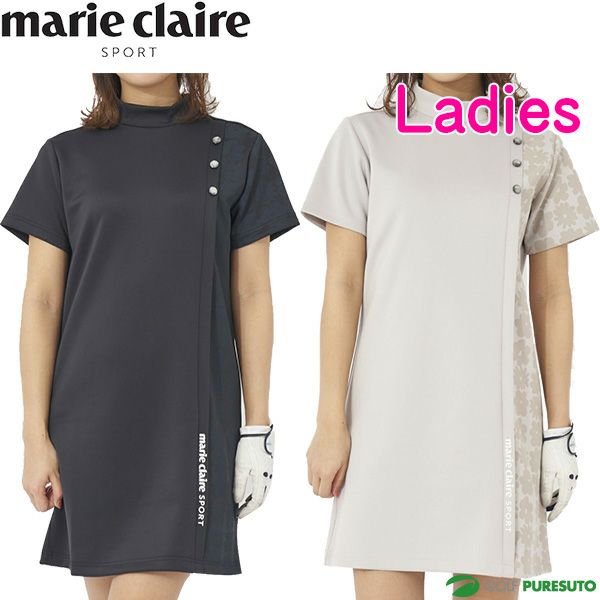 【レディース】マリ・クレール半袖モックネックチュニック713-406UVカットストレッチゴルフウェア