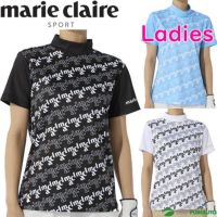【レディース】マリ・クレール半袖モックネックシャツ713-615ゴルフウェア吸汗速乾UVカット吸湿涼感ストレッチ