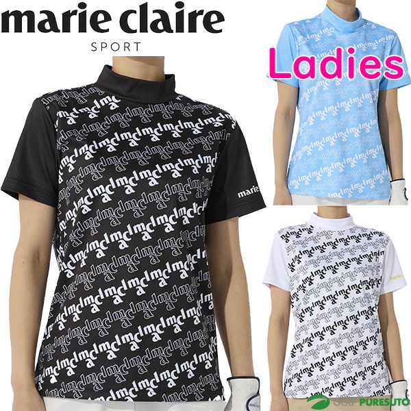 【レディース】マリ・クレール半袖モックネックシャツ713-615ゴルフウェア吸汗速乾UVカット吸湿涼感ストレッチ