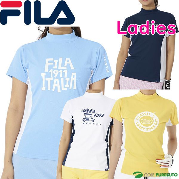 【レディース】フィラゴルフ半袖モックネックシャツ753-603ゴルフウェア吸汗速乾UVカット接触冷感遮熱