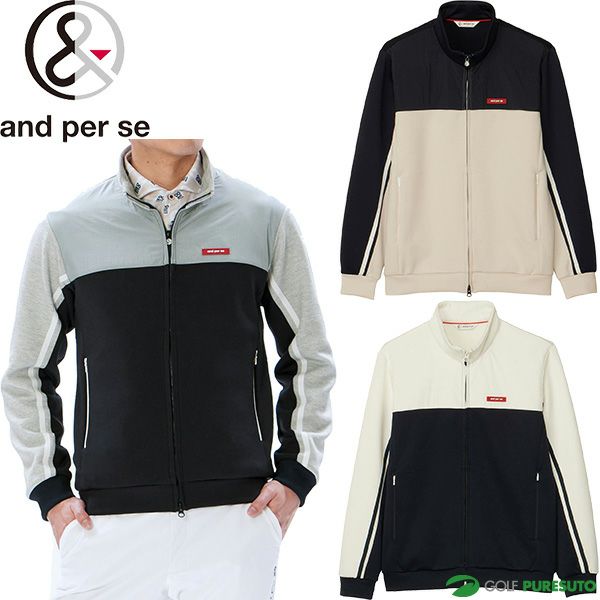 アンパスィ長袖フルジップテックスウェットフルジップブルゾンスウェットトラックジャケットメンズAMF6303J1ゴルフウェア2023年秋冬モデルandperse秋冬ウェア