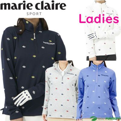 【レディース】マリ・クレール長袖ハーフジップハイネックシャツ732-509UVカット保温ゴルフウェア